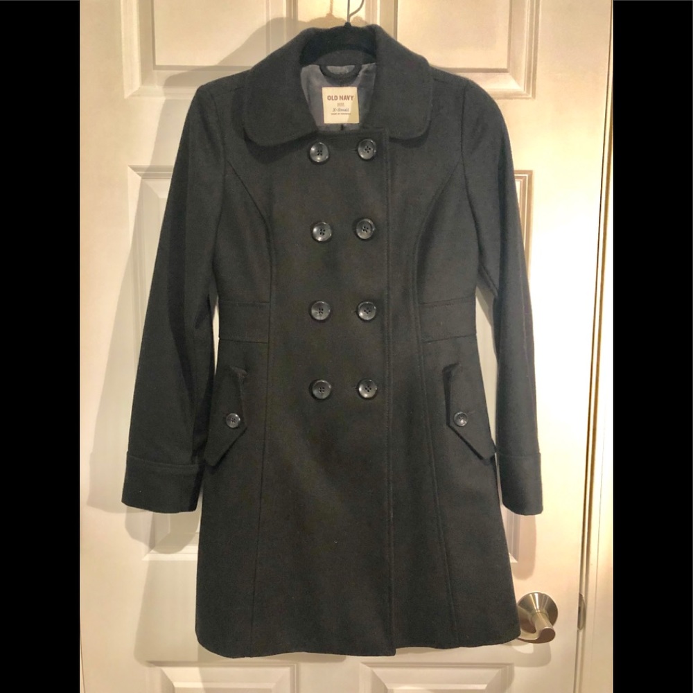 Old Navy Double Breasted Long Black Peacoat Size X
